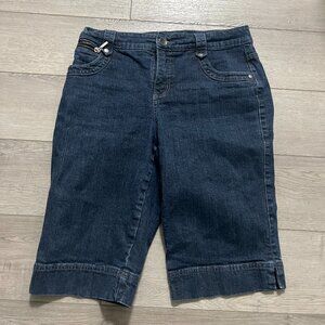 Jones & Co Jean Short Women Sz 8 Blue Dark Wash High Rise Straight Casual Denim